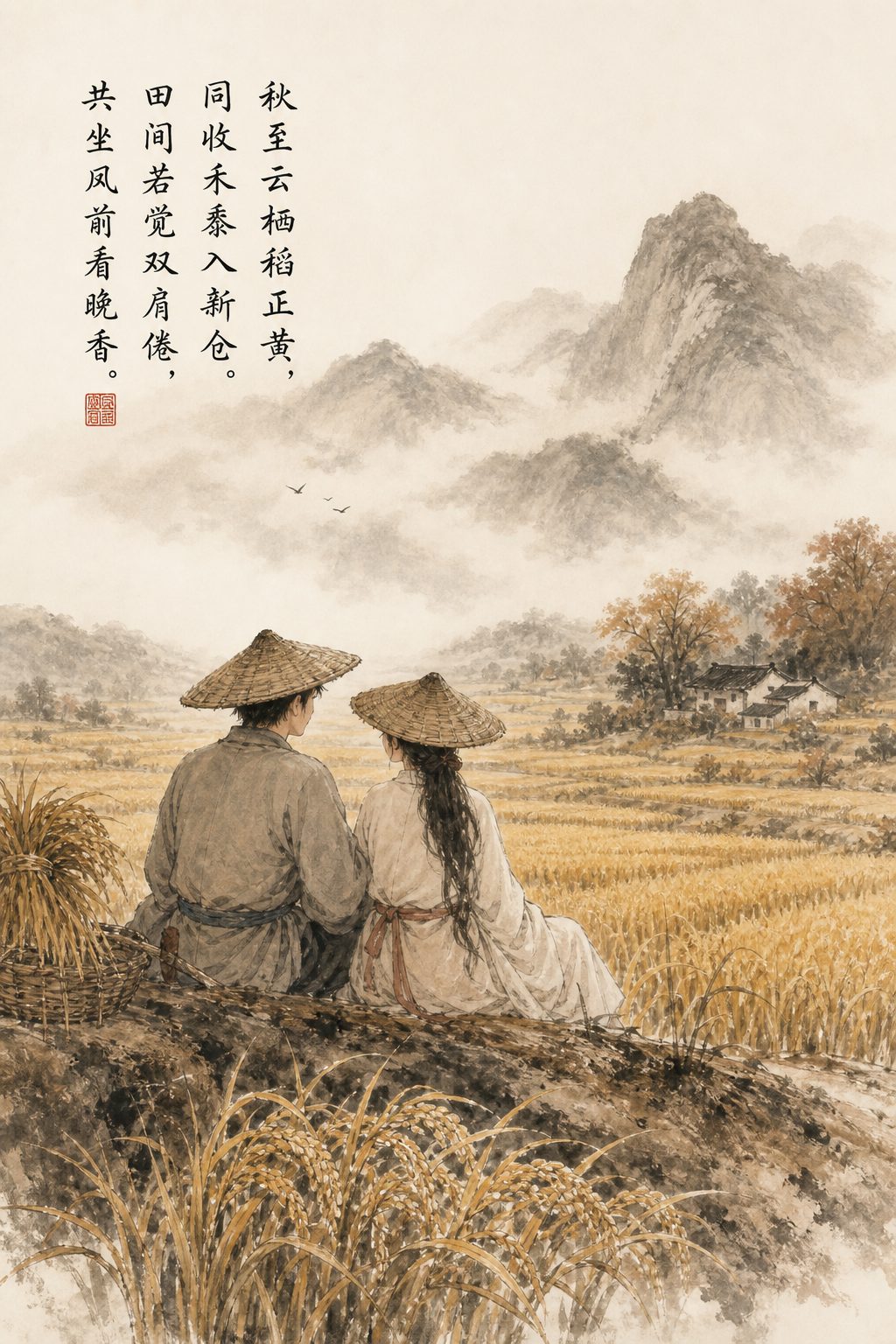 秋至云栖 · 水墨稻田
